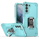 For Samsung Galaxy S21 FE 5G Ring Holder Non-slip Armor Phone Case(Mint Green)