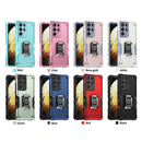 For Samsung Galaxy S21 Ultra 5G Ring Holder Non-slip Armor Phone Case(Pink)