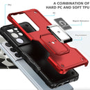 For Samsung Galaxy S21 Ultra 5G Ring Holder Non-slip Armor Phone Case(Pink)