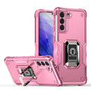 For Samsung Galaxy S21 5G Ring Holder Non-slip Armor Phone Case(Pink)
