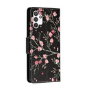 For Samsung Galaxy A13 4G Colored Drawing Leather Phone Case(Black Background Safflower)