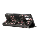 For Samsung Galaxy A13 4G Colored Drawing Leather Phone Case(Black Background Safflower)