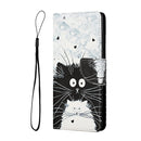For Samsung Galaxy A13 4G Colored Drawing Leather Phone Case(Black White Cat)