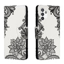 For Samsung Galaxy A13 4G Colored Drawing Leather Phone Case(Black Flower)