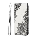 For Samsung Galaxy A13 4G Colored Drawing Leather Phone Case(Black Flower)