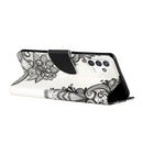 For Samsung Galaxy A13 4G Colored Drawing Leather Phone Case(Black Flower)