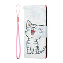 For Samsung Galaxy A13 4G Colored Drawing Leather Phone Case(Red Mouth Cat)
