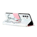 For Samsung Galaxy A13 4G Colored Drawing Leather Phone Case(Red Mouth Cat)