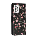 For Samsung Galaxy A53 5G Colored Drawing Leather Phone Case(Black Background Safflower)