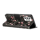 For Samsung Galaxy A53 5G Colored Drawing Leather Phone Case(Black Background Safflower)