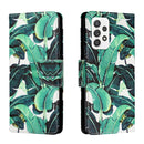For Samsung Galaxy A53 5G Colored Drawing Leather Phone Case(Banana Leaf)