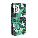 For Samsung Galaxy A53 5G Colored Drawing Leather Phone Case(Banana Leaf)