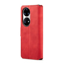 For Huawei P50 DG.MING Retro Oil Side Horizontal Flip Leather Case with Holder & Card Slots & Wallet(Red)
