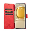 For Huawei P50 DG.MING Retro Oil Side Horizontal Flip Leather Case with Holder & Card Slots & Wallet(Red)