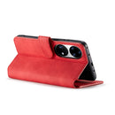 For Huawei P50 DG.MING Retro Oil Side Horizontal Flip Leather Case with Holder & Card Slots & Wallet(Red)