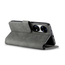 For Huawei P50 DG.MING Retro Oil Side Horizontal Flip Leather Case with Holder & Card Slots & Wallet(Grey)