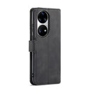 For Huawei P50 DG.MING Retro Oil Side Horizontal Flip Leather Case with Holder & Card Slots & Wallet(Black)