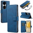 For Huawei P50 Pro DG.MING Retro Oil Side Horizontal Flip Leather Case with Holder & Card Slots & Wallet(Blue)
