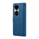 For Huawei P50 Pro DG.MING Retro Oil Side Horizontal Flip Leather Case with Holder & Card Slots & Wallet(Blue)