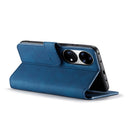 For Huawei P50 Pro DG.MING Retro Oil Side Horizontal Flip Leather Case with Holder & Card Slots & Wallet(Blue)