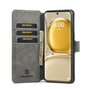 For Huawei P50 Pro DG.MING Retro Oil Side Horizontal Flip Leather Case with Holder & Card Slots & Wallet(Grey)