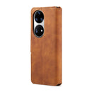 For Huawei P50 Pro DG.MING Retro Oil Side Horizontal Flip Leather Case with Holder & Card Slots & Wallet(Brown)