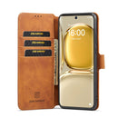 For Huawei P50 Pro DG.MING Retro Oil Side Horizontal Flip Leather Case with Holder & Card Slots & Wallet(Brown)