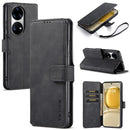 For Huawei P50 Pro DG.MING Retro Oil Side Horizontal Flip Leather Case with Holder & Card Slots & Wallet(Black)