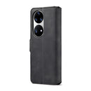 For Huawei P50 Pro DG.MING Retro Oil Side Horizontal Flip Leather Case with Holder & Card Slots & Wallet(Black)