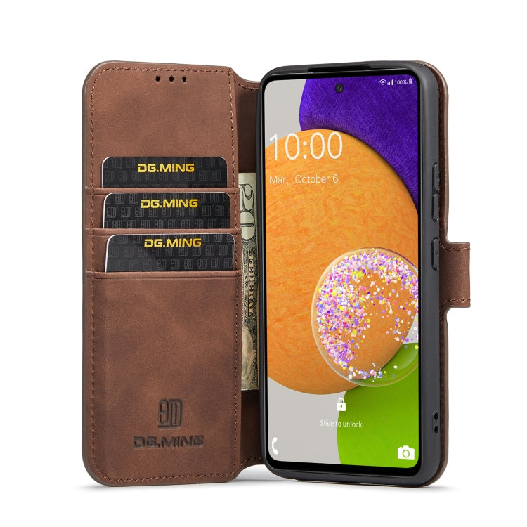For Samsung Galaxy A53 5G DG.MING Retro Oil Side Horizontal Flip Leather Case with Holder & Card Slots & Wallet(Coffee)
