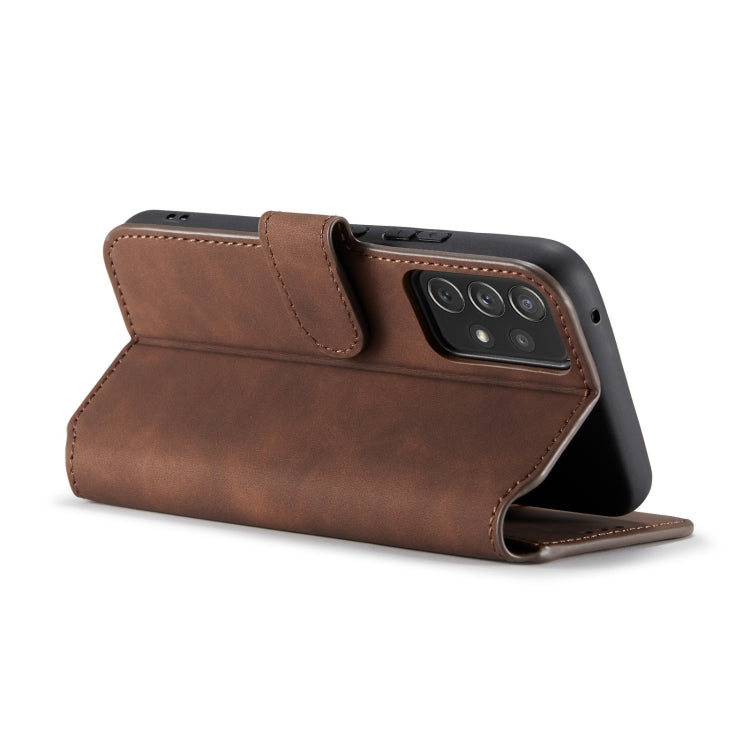 For Samsung Galaxy A53 5G DG.MING Retro Oil Side Horizontal Flip Leather Case with Holder & Card Slots & Wallet(Coffee)