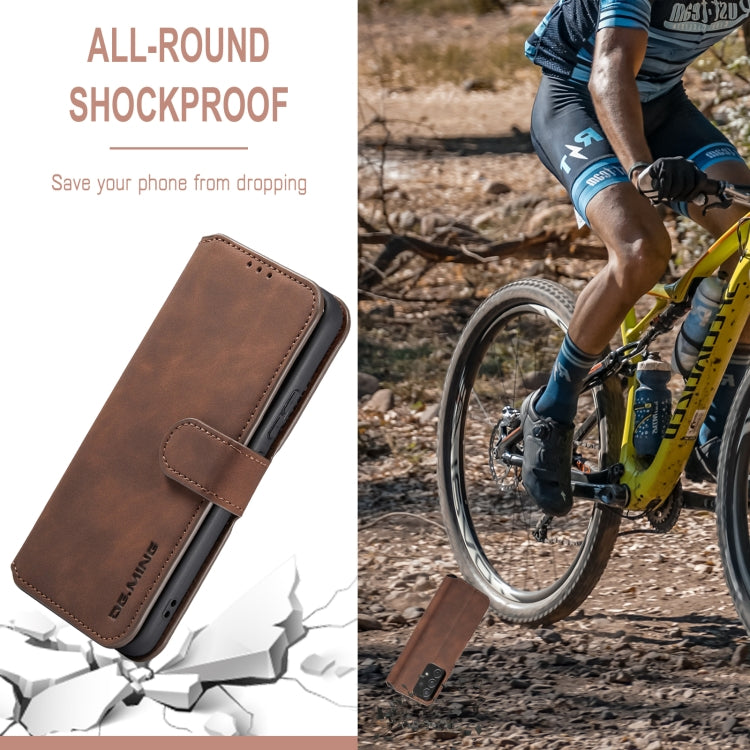 For Samsung Galaxy A53 5G DG.MING Retro Oil Side Horizontal Flip Leather Case with Holder & Card Slots & Wallet(Coffee)