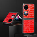 For Huawei P50 Pocket Crocodile Texture PU + PC Shockproof Phone Case(Red)