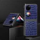 For Huawei P50 Pocket Crocodile Texture PU + PC Shockproof Phone Case(Blue)