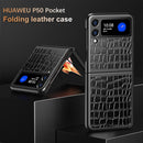 For Huawei P50 Pocket Crocodile Texture PU + PC Shockproof Phone Case(Black)