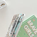 Square Plating Gold Edge Phone Case For iPhone 12 / 12 Pro(Beach Crane Leopard)