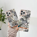 Square Plating Gold Edge Phone Case For iPhone 12 / 12 Pro(Jungle Leopard)