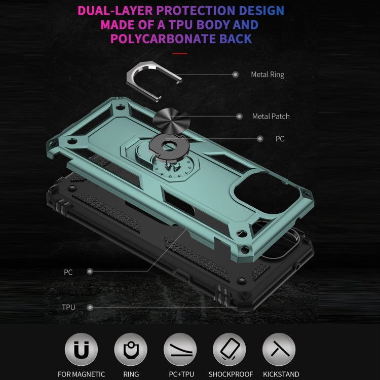 For Motorola Moto Edge 20 Lite Shockproof TPU + PC Phone Case(Dark Green)