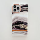 Square Plating Gold Edge Phone Case For iPhone 13(Twilight Black Gold)