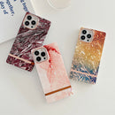 Square Plating Gold Edge Phone Case For iPhone 12 / 12 Pro(Orange Red)