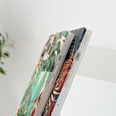 Square Plating Gold Edge Phone Case For iPhone 12 / 12 Pro(Leaf)