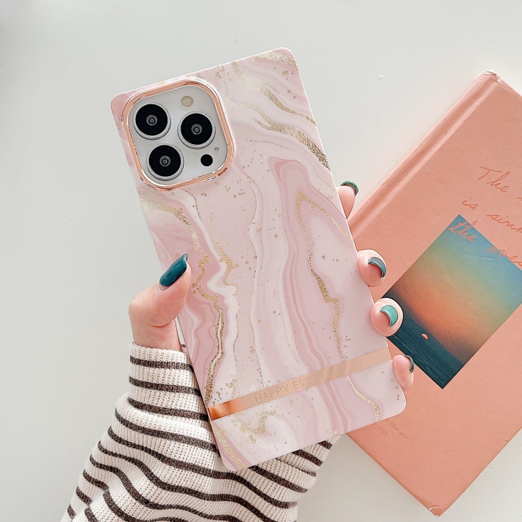 Square Plating Gold Edge Phone Case For iPhone 13(Quicksand Pink)