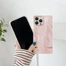 Square Plating Gold Edge Phone Case For iPhone 11(Quicksand Pink)