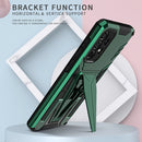 For Samsung Galaxy A73 Super V Armor PC + TPU Phone Case with Holder(Dark Green)