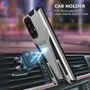 For Samsung Galaxy A73 Super V Armor PC + TPU Phone Case with Holder(Silver)