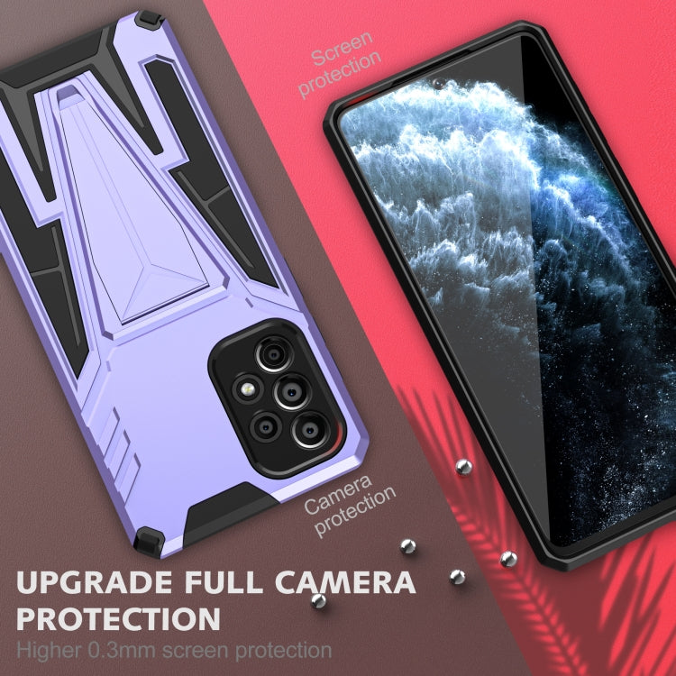 For Samsung Galaxy A73 Super V Armor PC + TPU Phone Case with Holder(Purple)