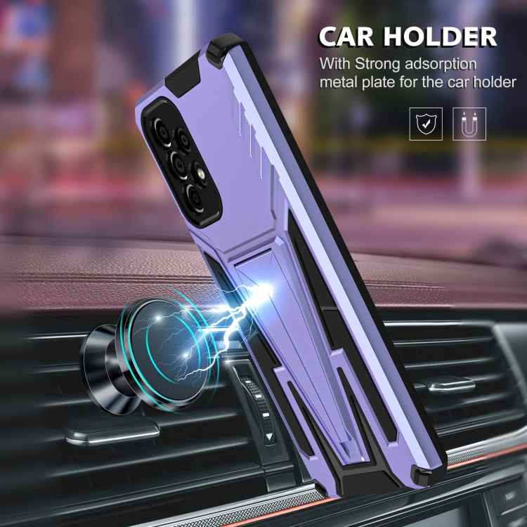 For Samsung Galaxy A73 Super V Armor PC + TPU Phone Case with Holder(Purple)