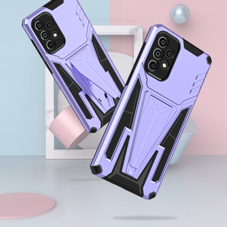 For Samsung Galaxy A73 Super V Armor PC + TPU Phone Case with Holder(Purple)