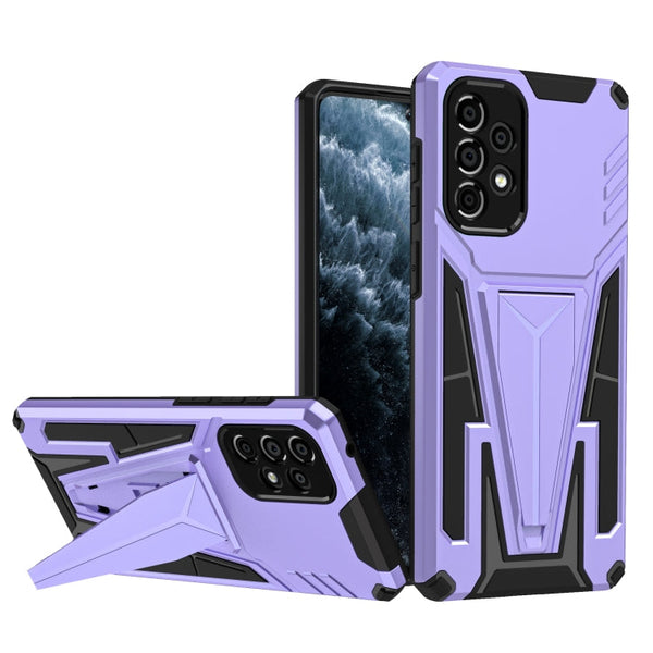 For Samsung Galaxy A73 Super V Armor PC + TPU Phone Case with Holder(Purple)