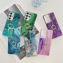 For Samsung Galaxy S22 Ultra TPU Soft Protective Phone Case with Ring Holder(Sea Wave Stone)